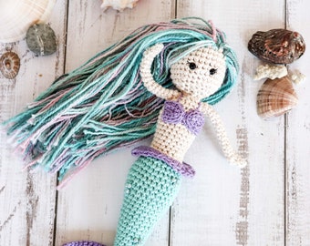 Crochet mermaid pattern amigurumi, Luna mermaid toy