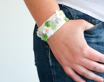 Häkelblumen Armband Muster // Boho Armband // modernes Häkelarmband // Häkelblumen Muster // PDF