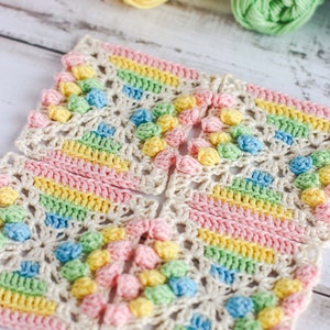Rainbow gumdrop granny square pattern // PDF crochet pattern // Crochet blanket square motif // Rainbow crochet // Multicolor crochet design