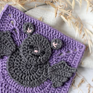 Crochet bat square pattern // animal square motif // digital PDF crochet pattern