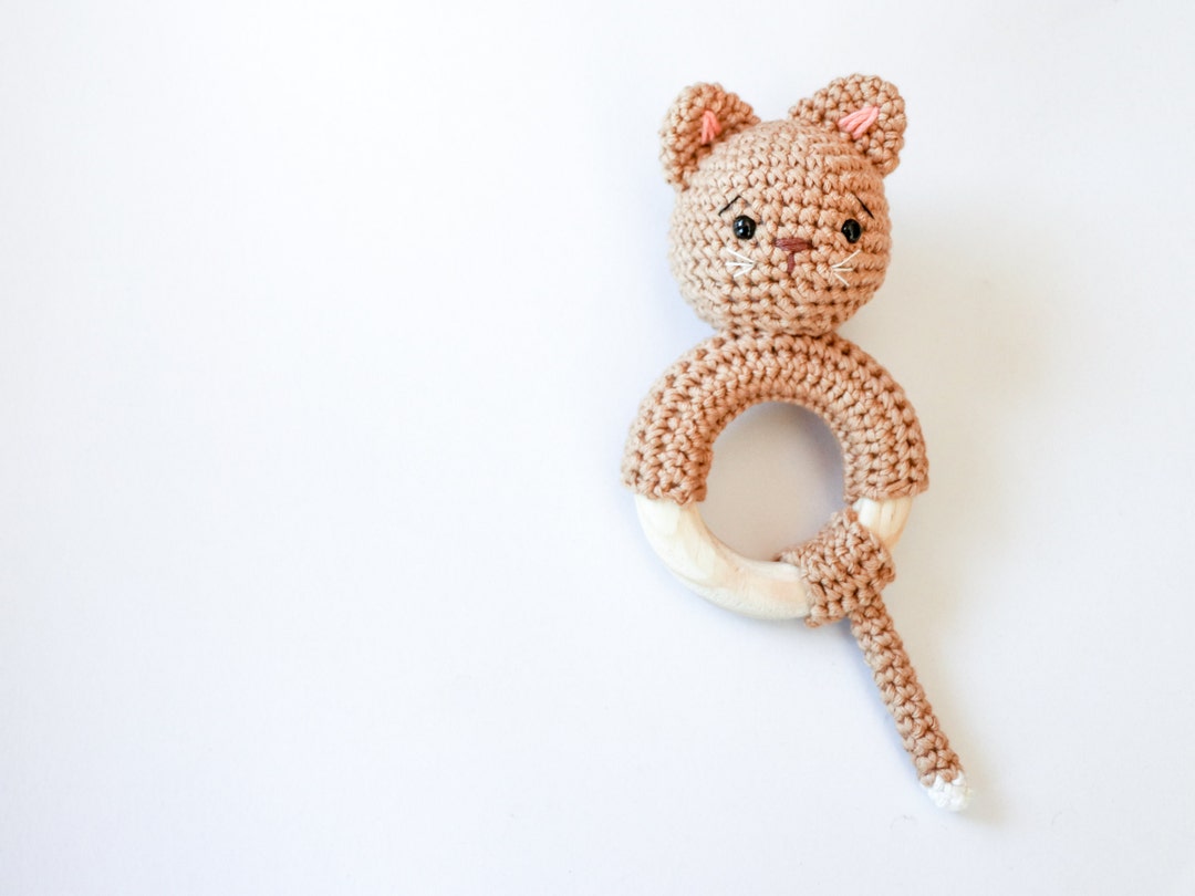 Kitten Cat Crochet Rattle / Teether Pattern // Crochet Baby Toy // Easy Crochet Pattern // Baby