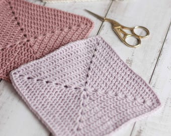 Easy solid granny square crochet pattern // Crochet blanket square motif // no gaps crochet square // PDF pattern