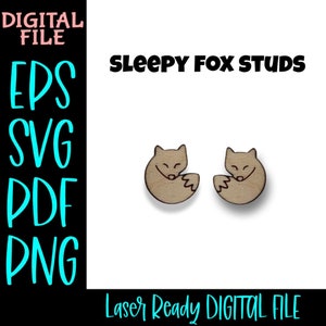 Sleepy Fox Studs SVG PNG PDF Laser Ready File