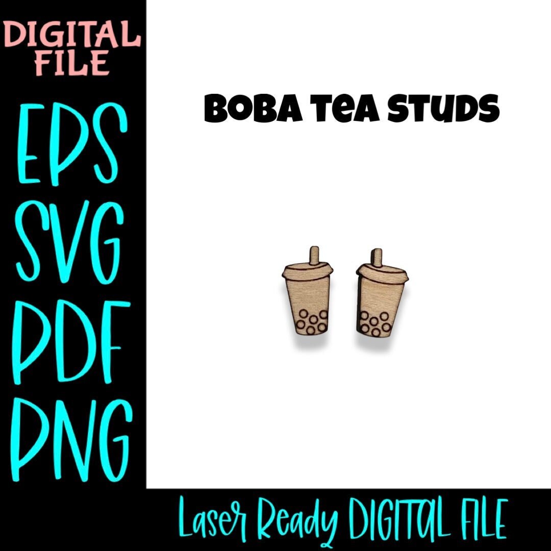 Stud Tea Boba Tea Studs SVG PNG PDF Laser Ready Cut and Score File - Etsy