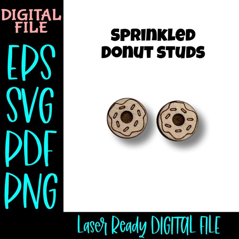 Sprinkled Donut Studs SVG PNG PDF Laser Cut Files Etsy