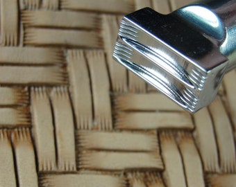 Stainless Steel Barry King - #2 Lined Long Block Basket Stamp (Leather Tool)