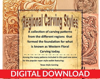 Regional Carving Style Patterns for Leather Carving by Jim Linnell (Leathercraft Designs) [DIGITAL DOWNLOAD]