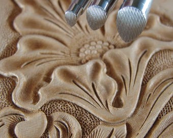 Small 3-Piece Vertical Lined Pear Shader Leather Stamp Set, Stainless Steel Leather Stamping Tools