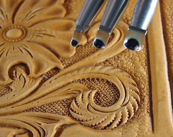 3-Piece Back Beveler Leather Stamp Set, Stainless Steel Leather Stamping Tools