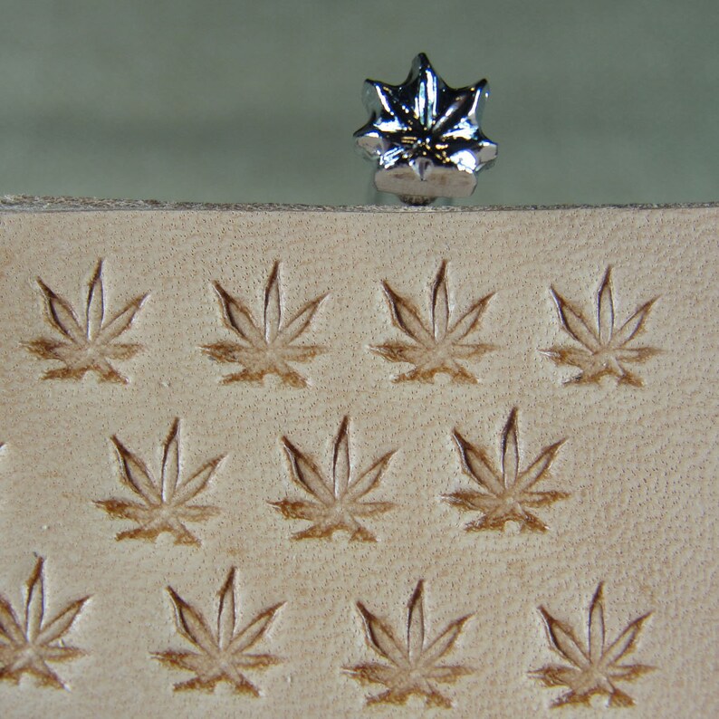 Leather Stamping Tool #O66 Extra Small Marijuana Leaf Stamp Steel Craft Japan