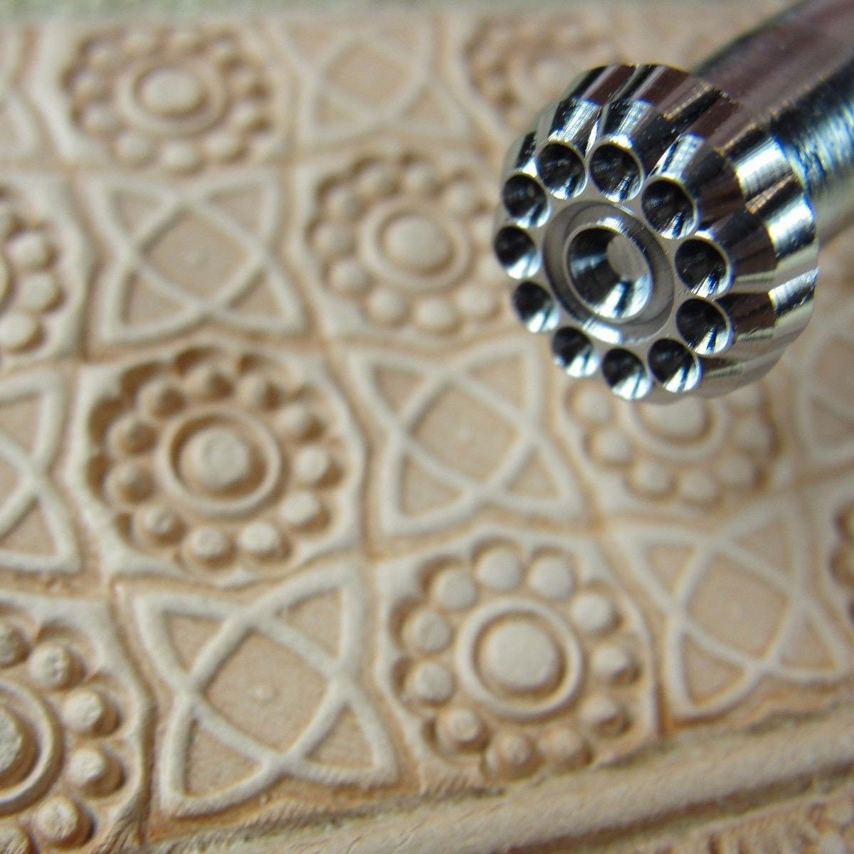 Craft Japan - #G602 11-seed Flower Center Geometric Stamp (leather