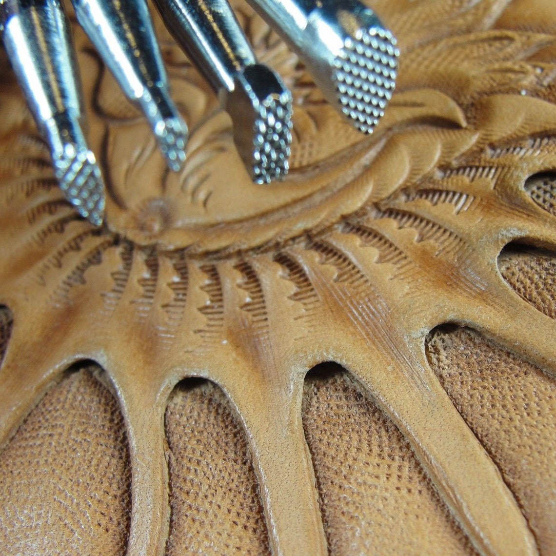 Steel Craft Japan Checkered Background Stamp Set 4 Leather Etsy