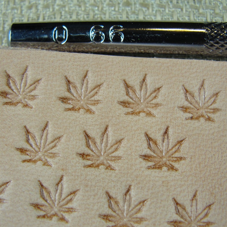 Leather Stamping Tool #O66 Extra Small Marijuana Leaf Stamp Steel Craft Japan