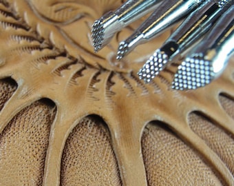 Steel Craft Japan - Jeu d'estampes pour fond quadrillé (4 outils d'estampage pour le cuir)