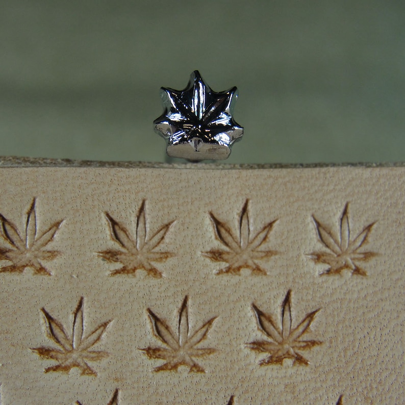 Leather Stamping Tool #O66 Extra Small Marijuana Leaf Stamp Steel Craft Japan