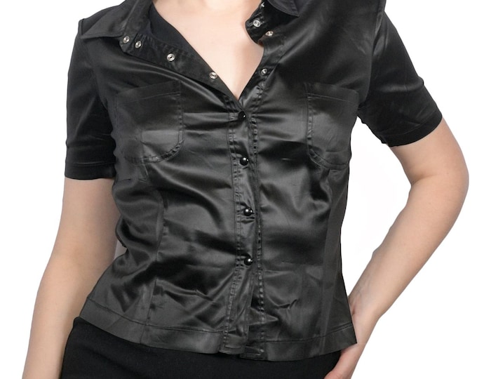 Blumarine black satin shirt 1995