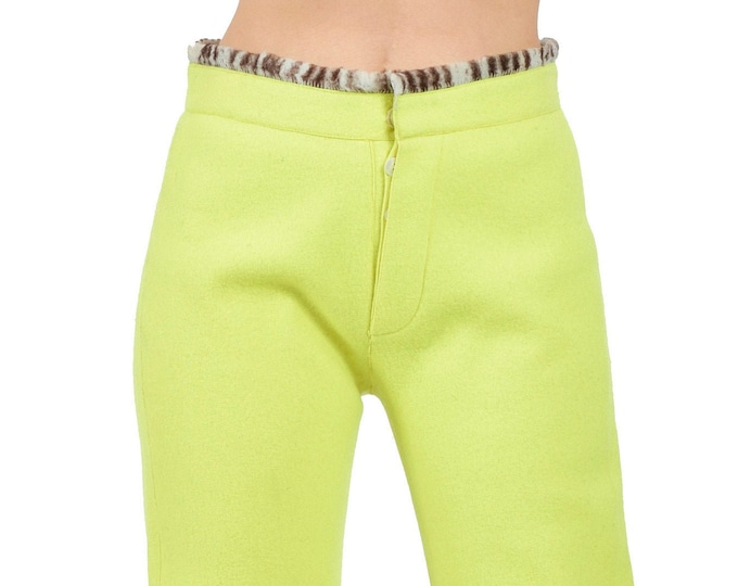 Fendi yellow wool and fur trousers 1999