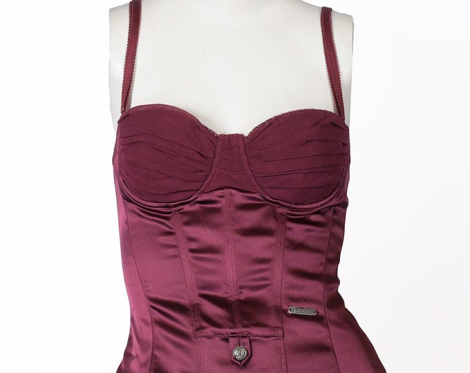 John Galliano burgundy bustier