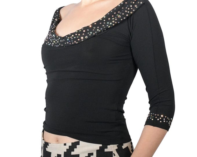 Blumarine rhinestone spandex top