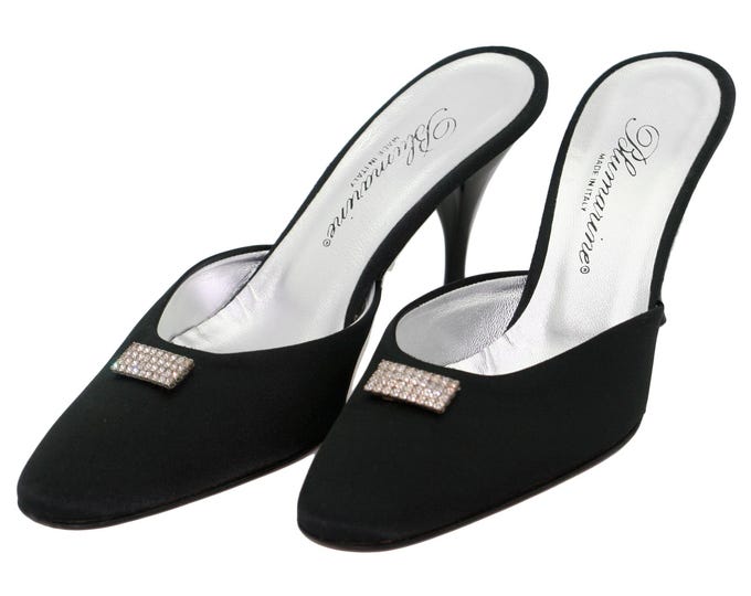 Blumarine black satin mules