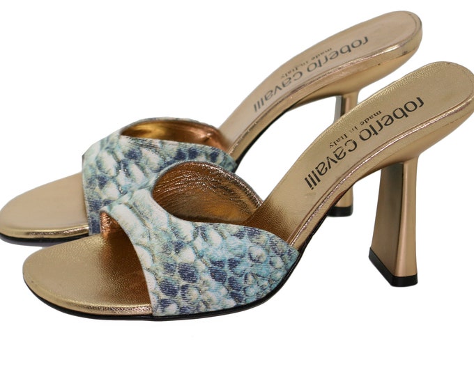 Roberto Cavalli gold mules