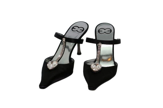 Escada black heart mules