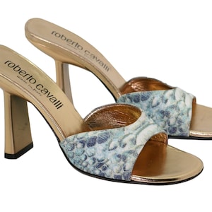 Roberto Cavalli gold mules