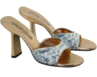Roberto Cavalli gold mules