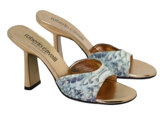 Roberto Cavalli gold mules