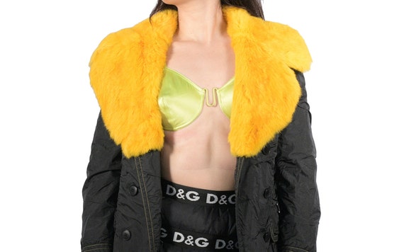 Plein Sud long coat with yellow collar