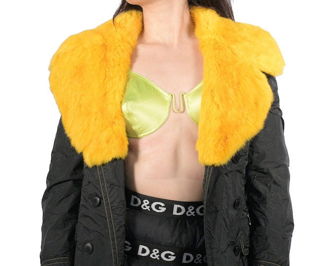 Plein Sud long coat with yellow collar