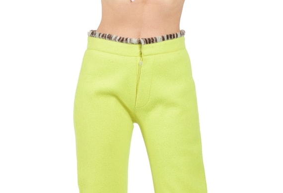 Fendi yellow wool and fur trousers 1999