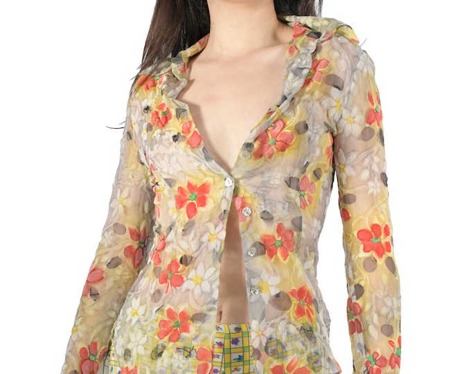 Plein Sud transparent floral shirt