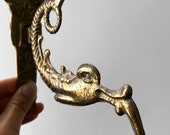 Vintage, 1950 39 s, 50 39 s, Brass, Serpent, Sea-Serpent, Dragon, Wall-Hook, Coat-Hook, Plant-Hook, Hook