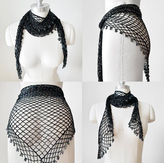 Vintage, 90s, 1990s, Large, Black, Crochet, Mesh,… - image 7