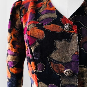 Vintage, 80s, 1980s, Black, Multi Coloured, Painterly, Textured, Velour, Crop, Jacket Sz. S/M image 10