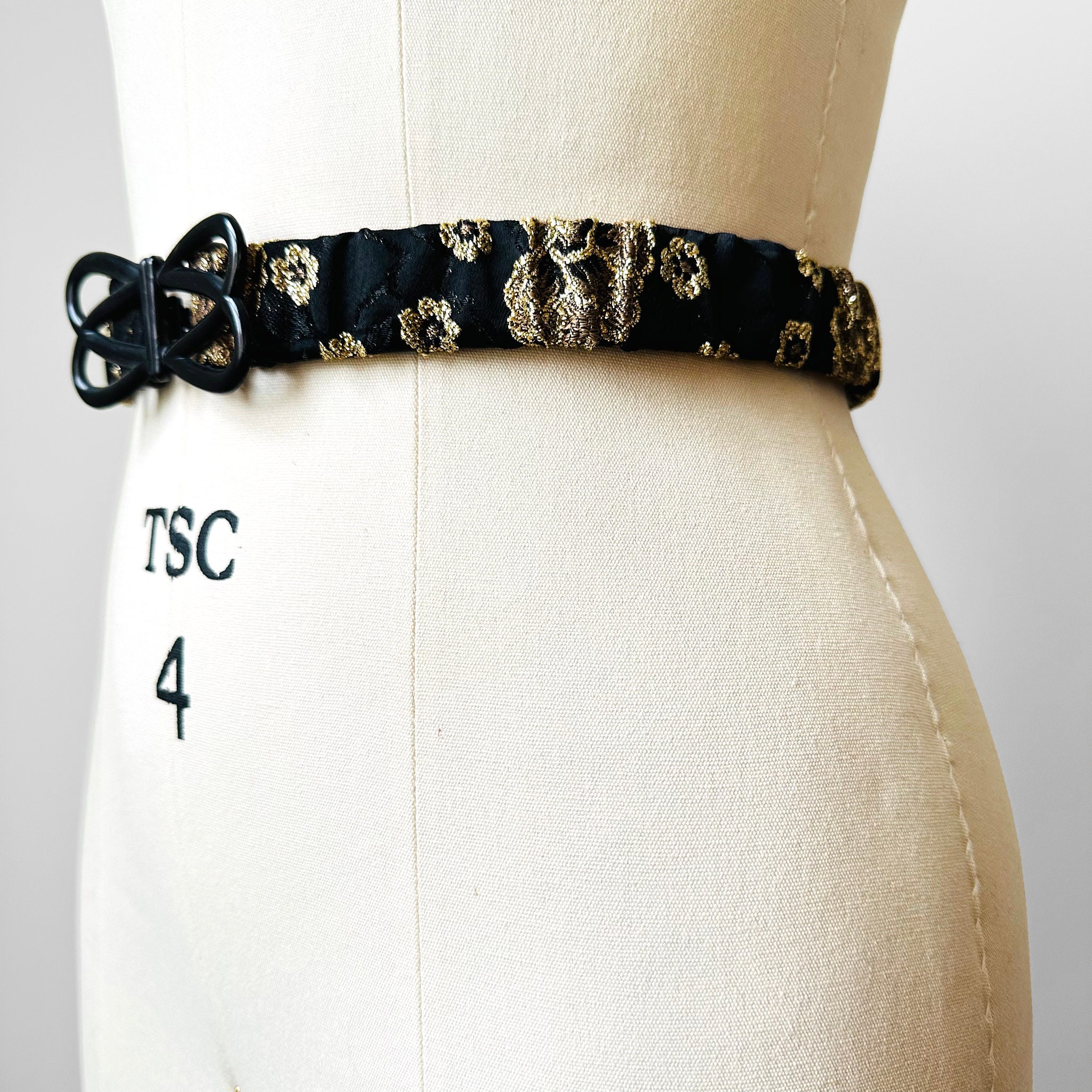 Vintage Stretchy Black Waist Belt Gold Butterfly Buckle 80s 90s Festival Party Butterfly Belt main image 3