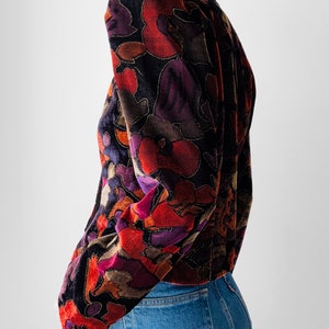 Vintage, 80s, 1980s, Black, Multi Coloured, Painterly, Textured, Velour, Crop, Jacket Sz. S/M image 7