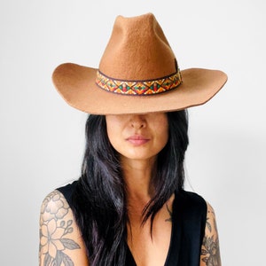 Vintage, 70s, 1970s, Tan, Braided, Western, Hat XXS/XS image 2