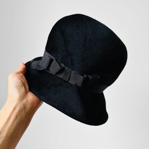 Vintage, 1920s, 20s, Black, Fur, Felt, Hat image 3