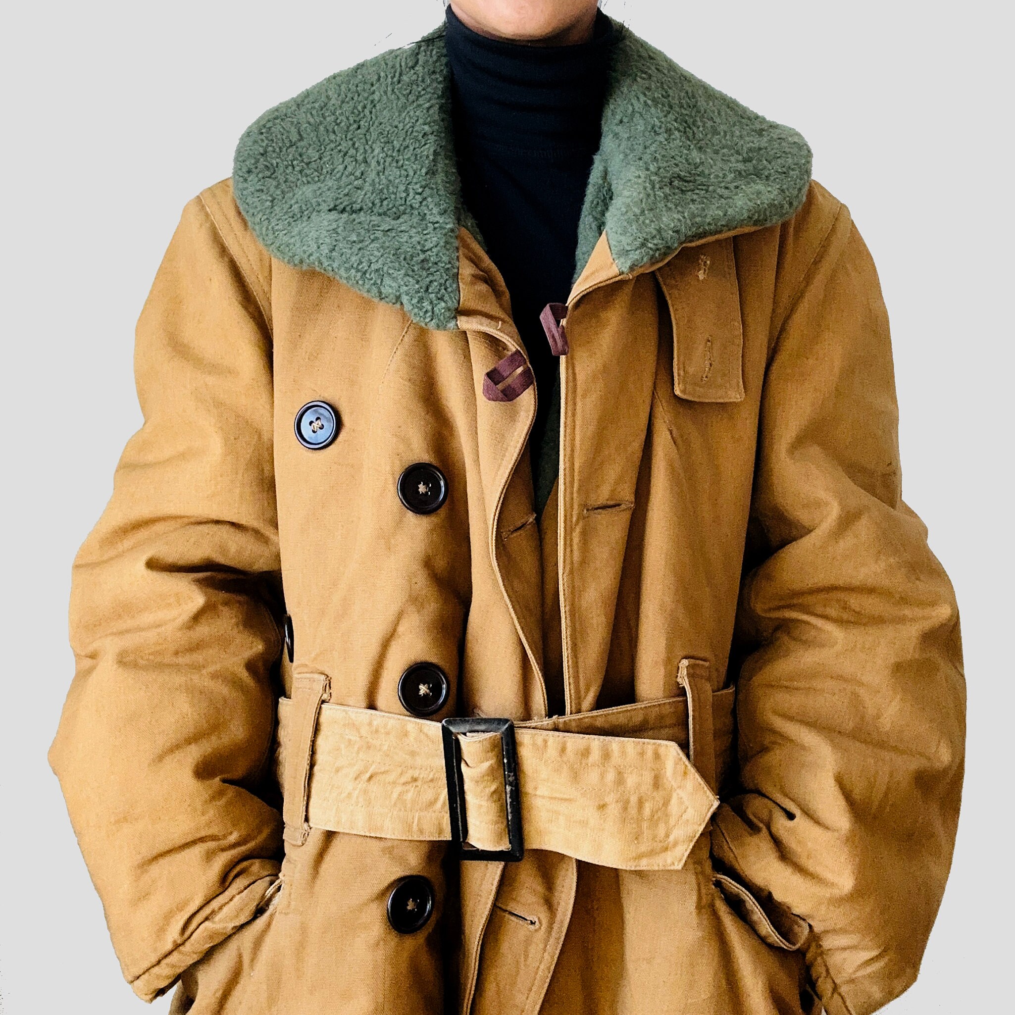 Vintage, 50s, 1950s, Canadian, Military, Shearling, Canvas