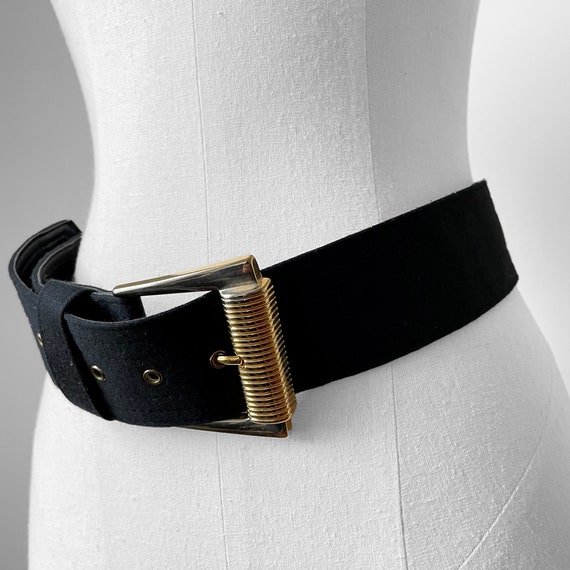 Vintage, 1980s, 80s, Gold-Buckle, Black, Made in … - image 9