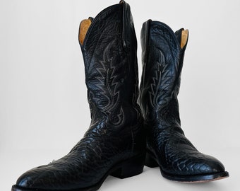 Vintage, 70s, 1970s, Black, Western, Leather, Cowboy, Boots