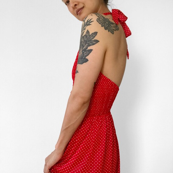 Vintage, 1970s, 70s, Red, White, Polka-Dot, Haltar
