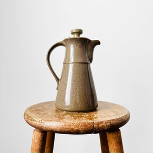 Vintage, 60s, 1960s, Mid-Century Modern, Speckled, Taupe, Lidded, Ceramic, Pottery, Tea, Coffee, Pot image 2