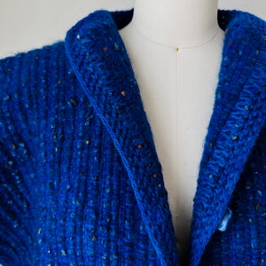 Indigo, Blue, Heavy, Loomed, Wool, Button, Front, Sleeveless, Tunic, Knit, Sweater, Cardigan image 4