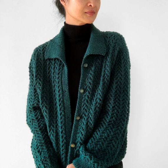 Vintage, Hunter-Green, Green, Collared, Button-Up,