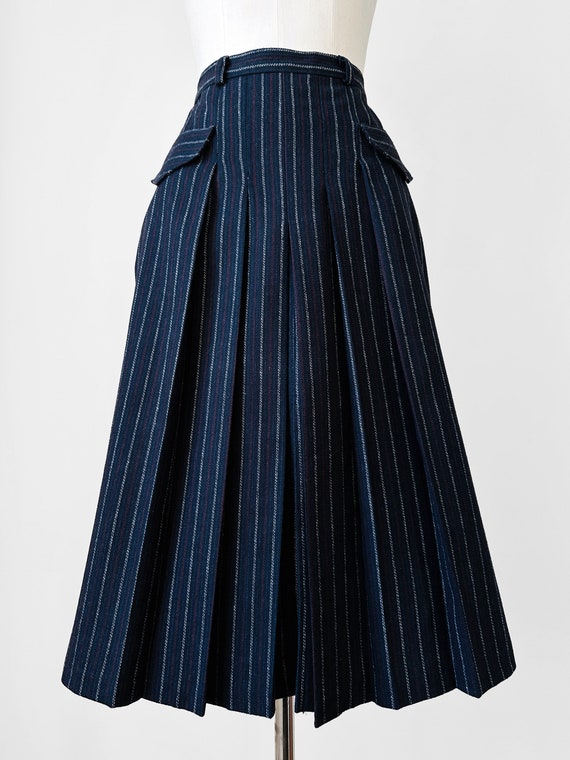 Vintage, 60s, 1960s, Blue, Pinstripe, Wool, Aline… - image 3