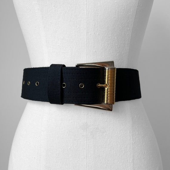 Vintage, 1980s, 80s, Gold-Buckle, Black, Made in … - image 5
