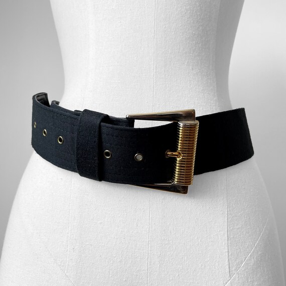 Vintage, 1980s, 80s, Gold-Buckle, Black, Made in … - image 8